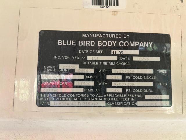 1996 Blue Birs School Bus VIN: 1HVBBABL1TH285047 Lot: 58580084