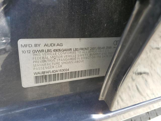 2013 Audi A4 Premium VIN: WAUBFAFL4DA153024 Lot: 59500154