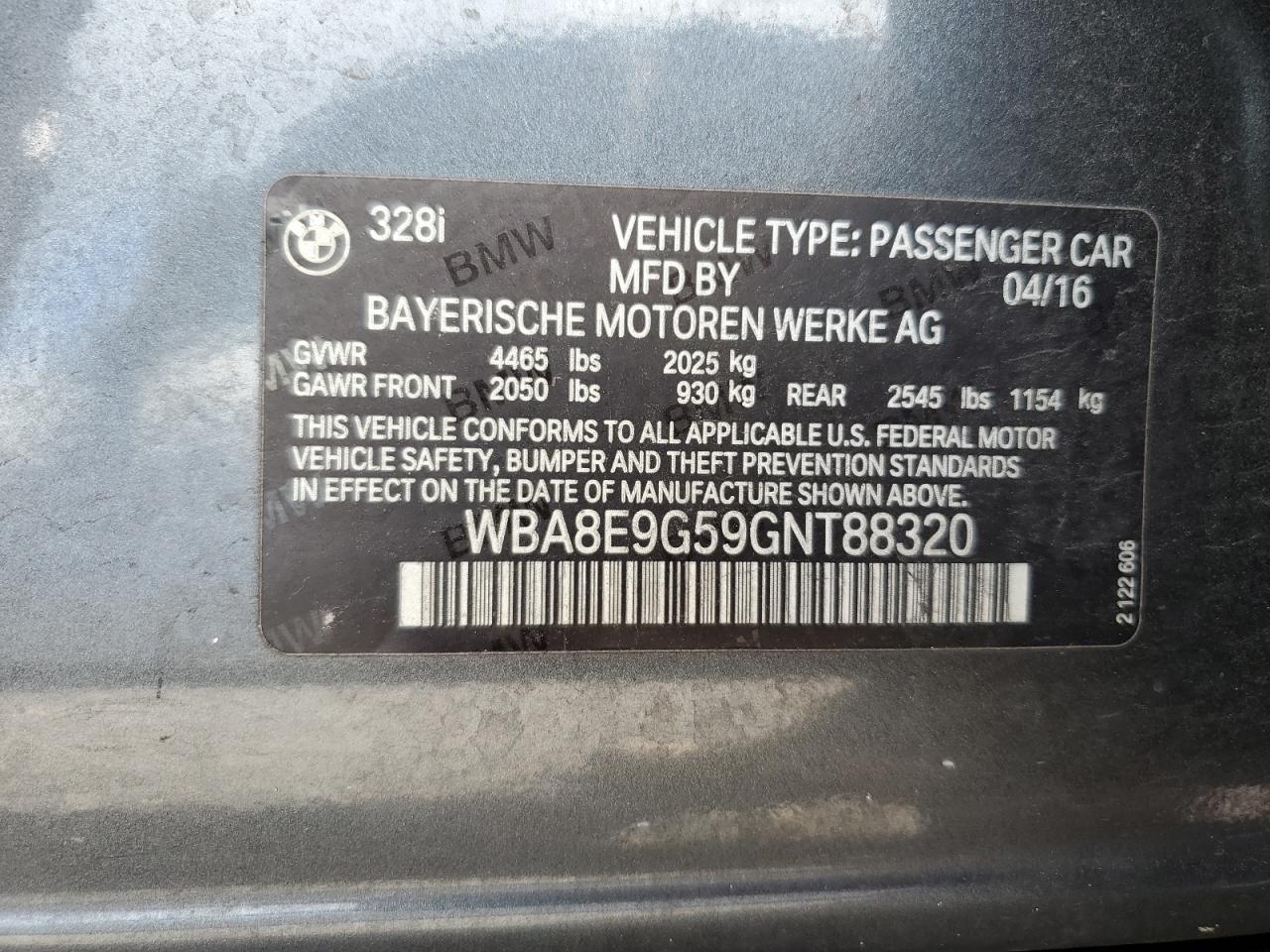 WBA8E9G59GNT88320 2016 BMW 328 I Sulev