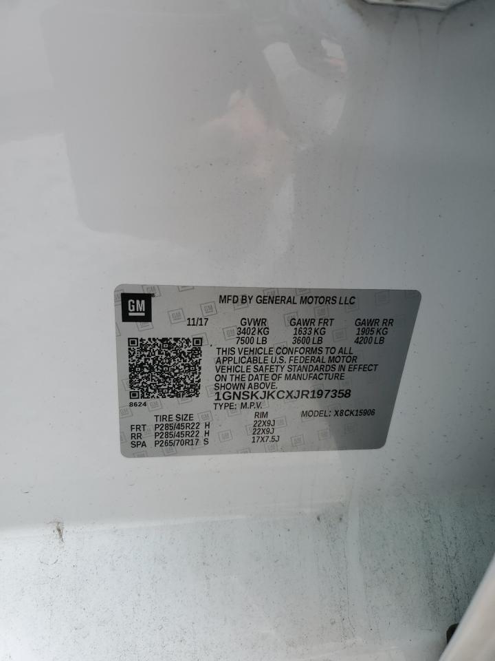 1GNSKJKCXJR197358 2018 Chevrolet Suburban K1500 Premier