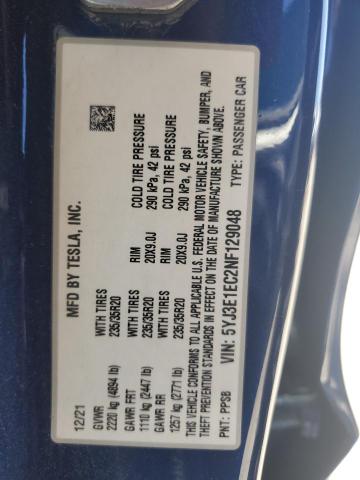 2022 TESLA MODEL 3 - 5YJ3E1EC2NF129048