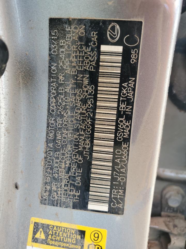 JTHBK1GG9F2195135 2015 Lexus Es 350