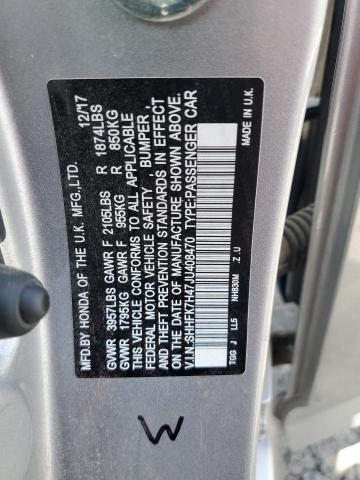 2018 Honda Civic Sport VIN: SHHFK7H47JU408470 Lot: 58756264