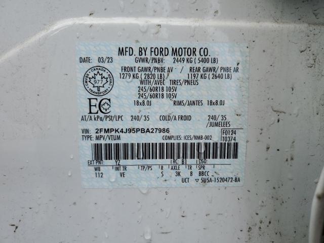 2023 Ford Edge Sel VIN: 2FMPK4J95PBA27986 Lot: 59819474