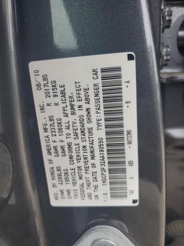 1HGCP2F32AA190550 2010 Honda Accord Lx