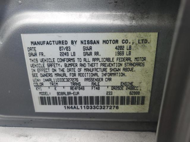 2003 Nissan Altima Base VIN: 1N4AL11D33C327276 Lot: 57935624