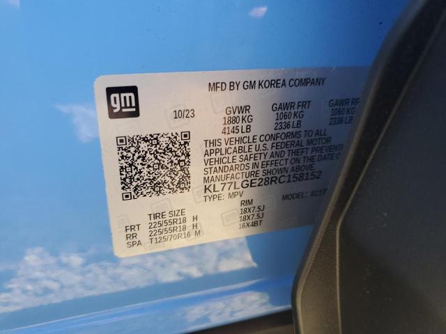 2024 Chevrolet Trax 1Rs VIN: KL77LGE28RC158152 Lot: 58391194