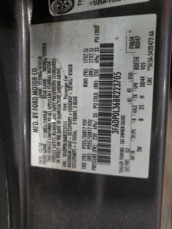 3FADP0L36BR223705 2011 Ford Fusion Hybrid