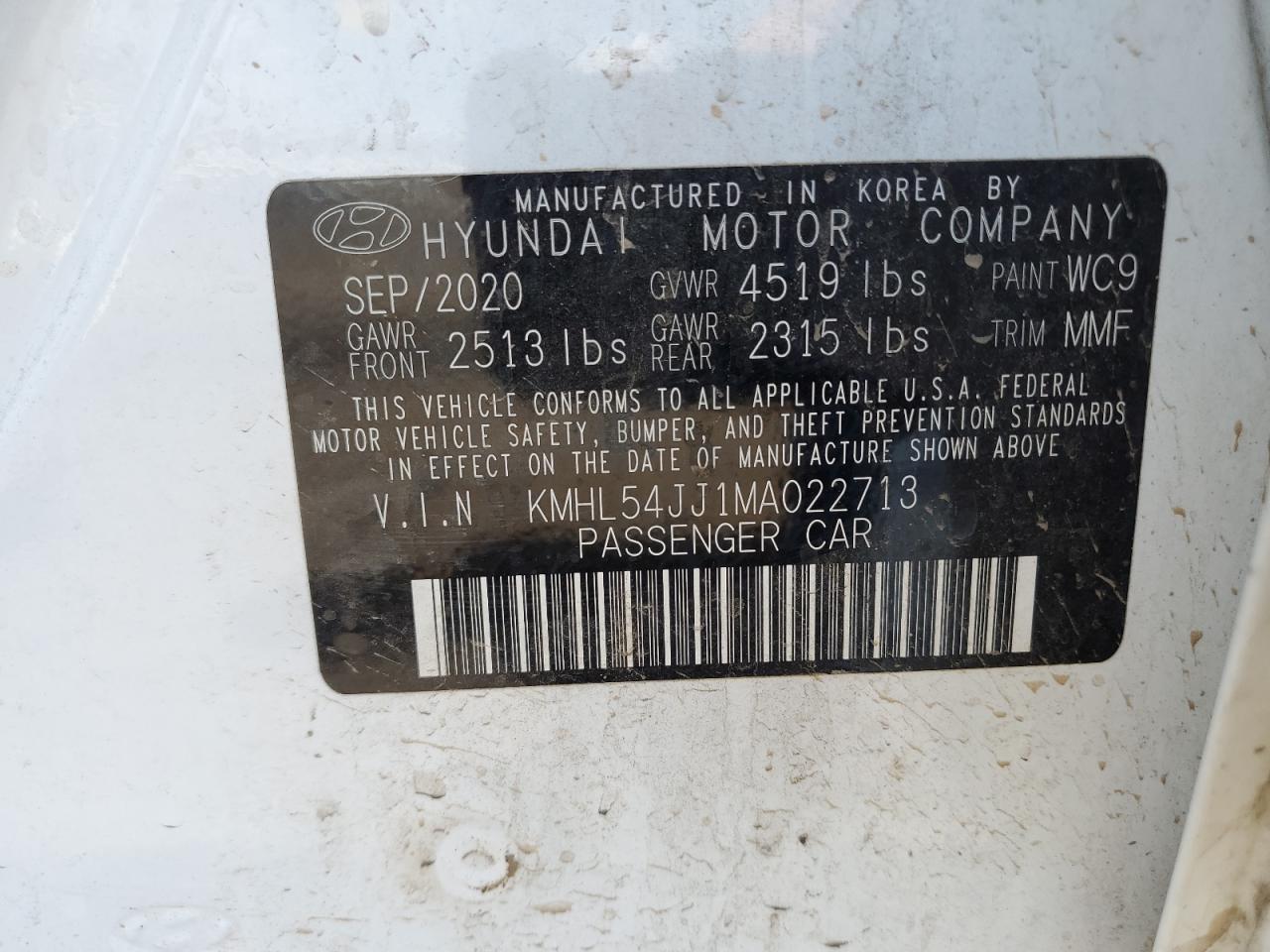 KMHL54JJ1MA022713 2021 Hyundai Sonata Hybrid