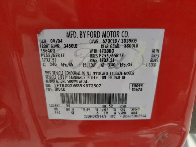 2005 Ford F150 VIN: 1FTRX02W85KB73507 Lot: 59516724