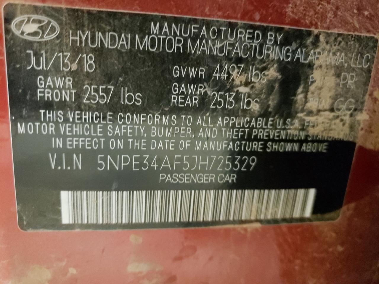 5NPE34AF5JH725329 2018 Hyundai Sonata Sport