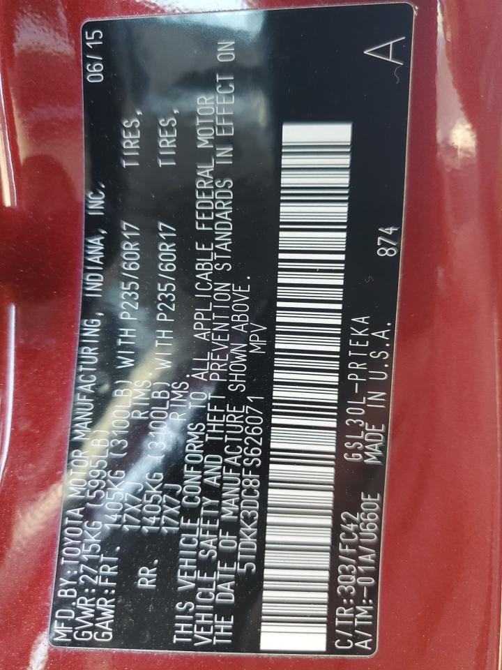 5TDKK3DC8FS626071 2015 Toyota Sienna Le