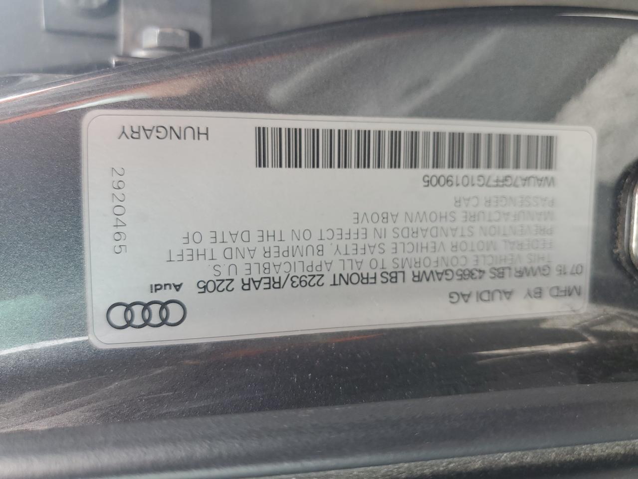 WAUA7GFF7G1019005 2016 Audi A3 Premium
