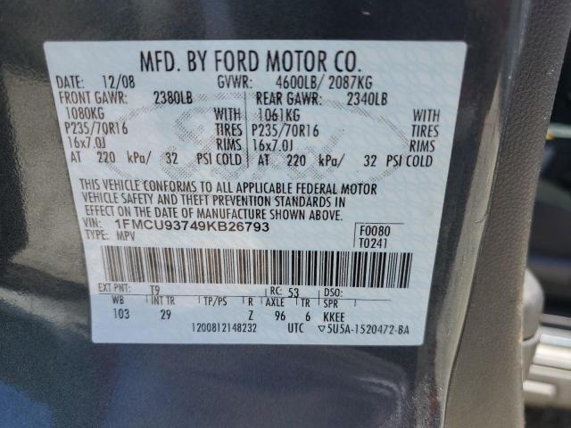 2009 Ford Escape Xlt VIN: 1FMCU93749KB26793 Lot: 58258854