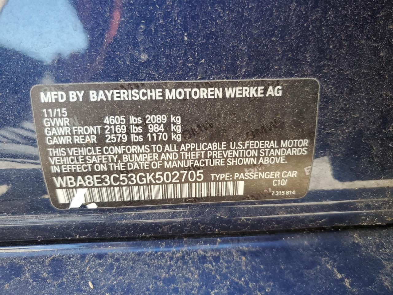 WBA8E3C53GK502705 2016 BMW 328 Xi Sulev