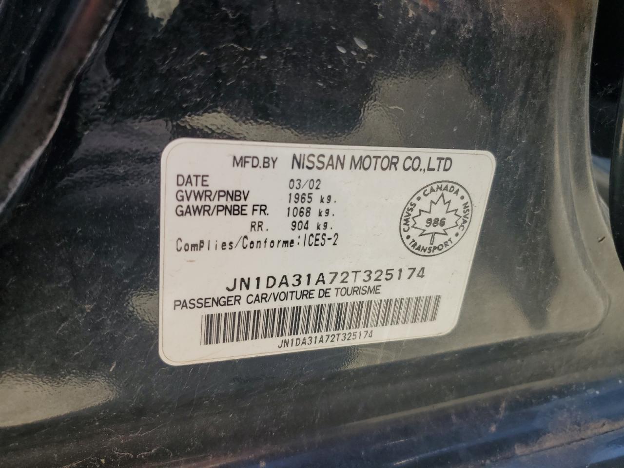 JN1DA31A72T325174 2002 Nissan Maxima Gle