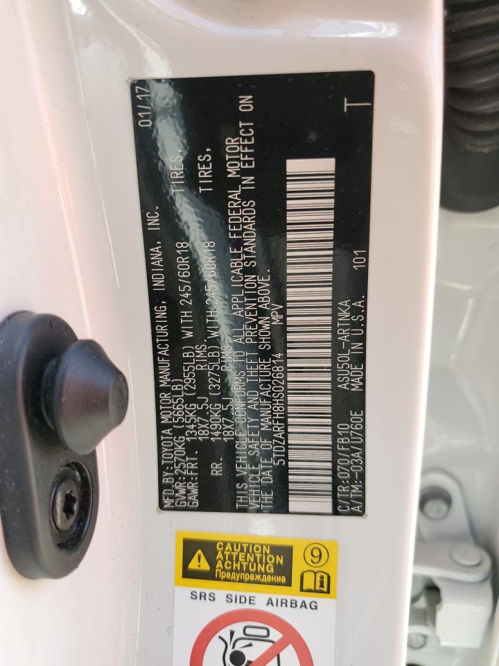 5TDZARFH8HS026814 2017 Toyota Highlander Le