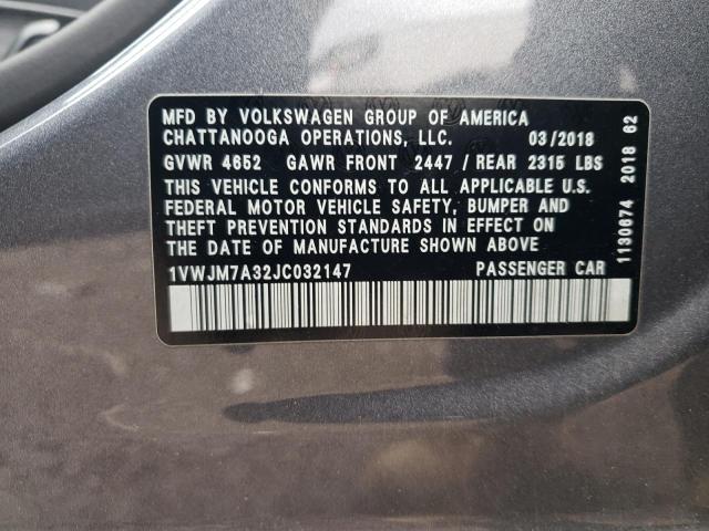 2018 Volkswagen Passat Gt VIN: 1VWJM7A32JC032147 Lot: 57412084