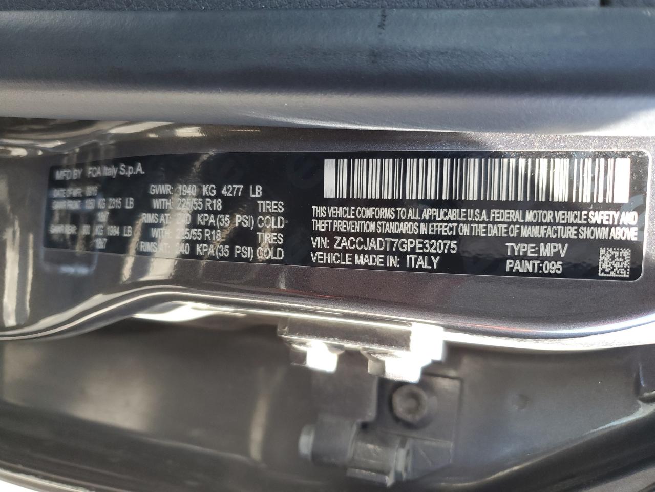 ZACCJADT7GPE32075 2016 Jeep Renegade Limited