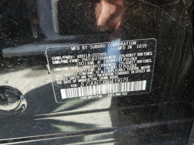 2022 Subaru Forester Premium VIN: JF2SKAECXNH439079 Lot: 57735444