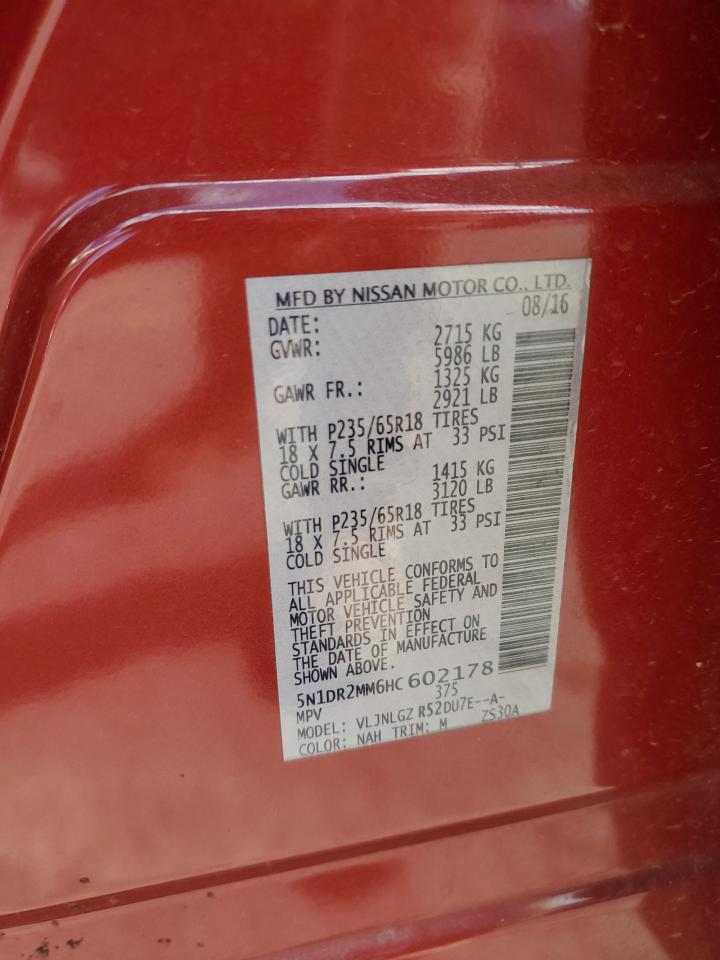 5N1DR2MM6HC602178 2017 Nissan Pathfinder S