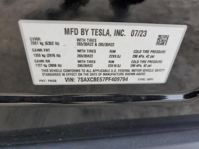 2023 Tesla Model X VIN: 7SAXCBE57PF409794 Lot: 59522674