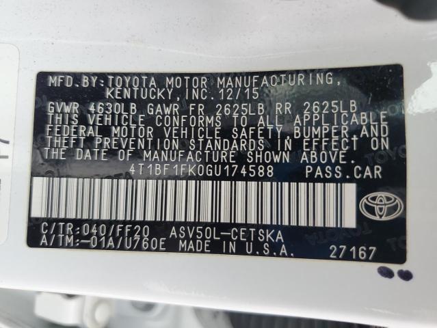 VIN 4T1BF1FK0GU174588 2016 Toyota Camry, LE no.13