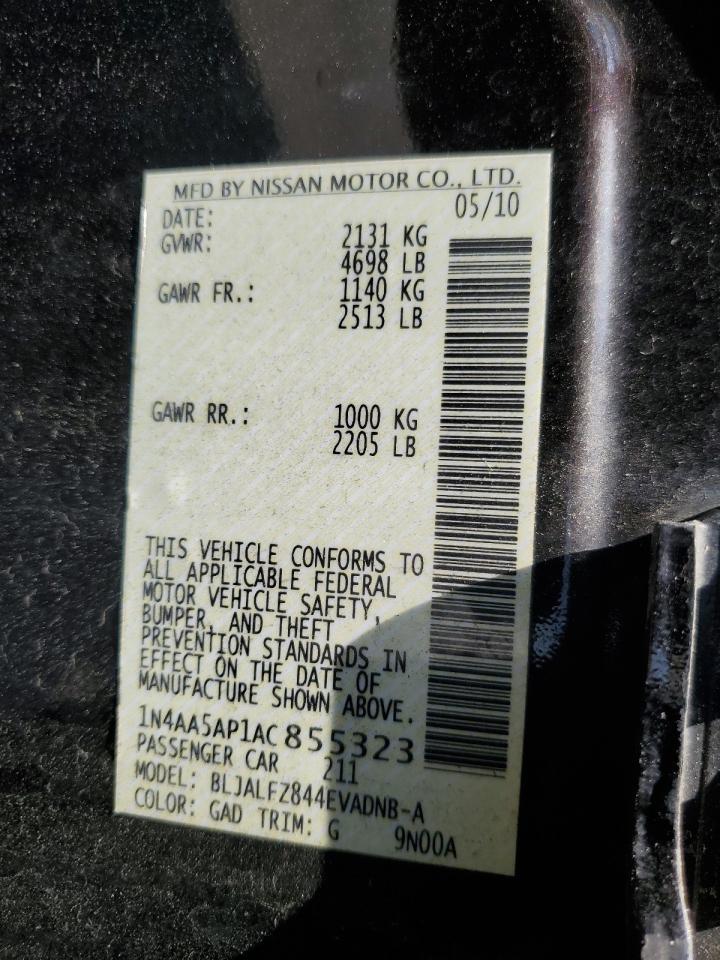 1N4AA5AP1AC855323 2010 Nissan Maxima S