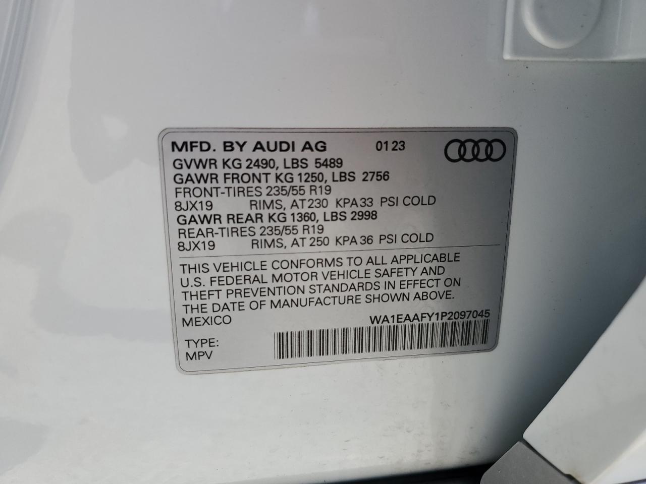 WA1EAAFY1P2097045 2023 Audi Q5 Premium Plus 45