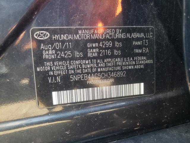 2012 Hyundai Sonata Gls VIN: 5NPEB4AC5CH346892 Lot: 60246714
