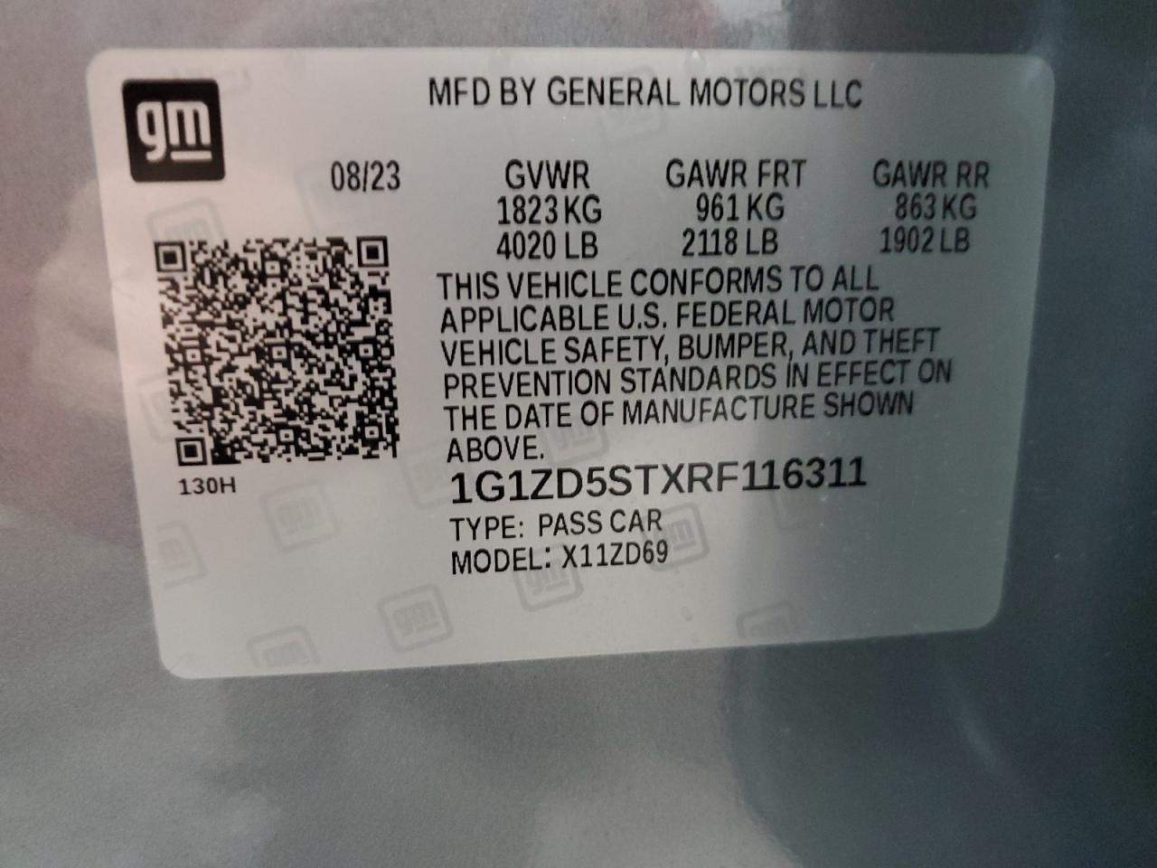 1G1ZD5STXRF116311 2024 Chevrolet Malibu Lt