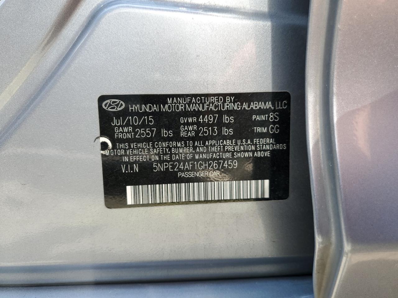 2016 Hyundai Sonata Se vin: 5NPE24AF1GH267459