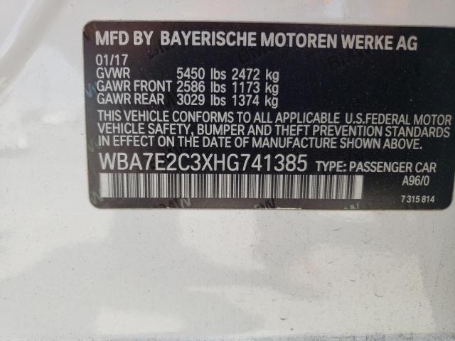 2017 BMW 740 I VIN: WBA7E2C3XHG741385 Lot: 59405314