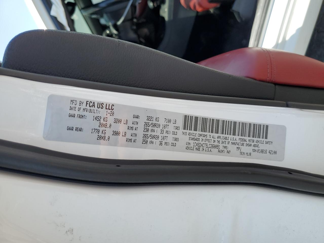 1C4SDHCT5LC260091 2020 Dodge Durango R/T