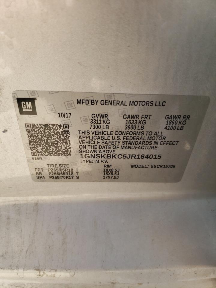 1GNSKBKC5JR164015 2018 Chevrolet Tahoe K1500 Lt