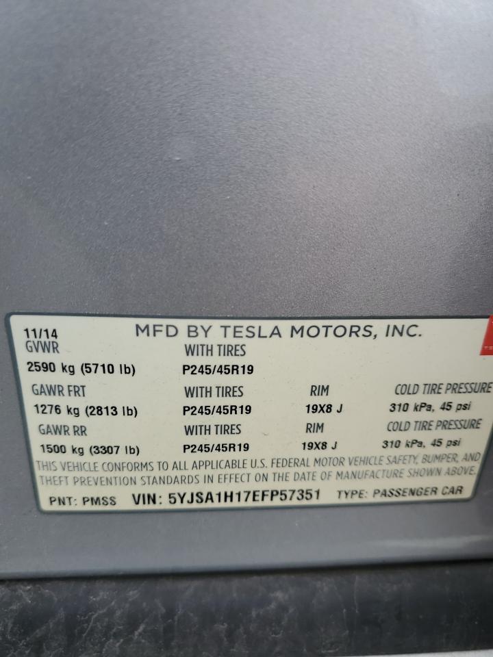 5YJSA1H17EFP57351 2014 Tesla Model S