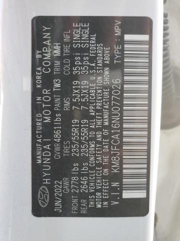 2022 Hyundai Tucson Sel Convenience VIN: KM8JFCA16NU077026 Lot: 58256074