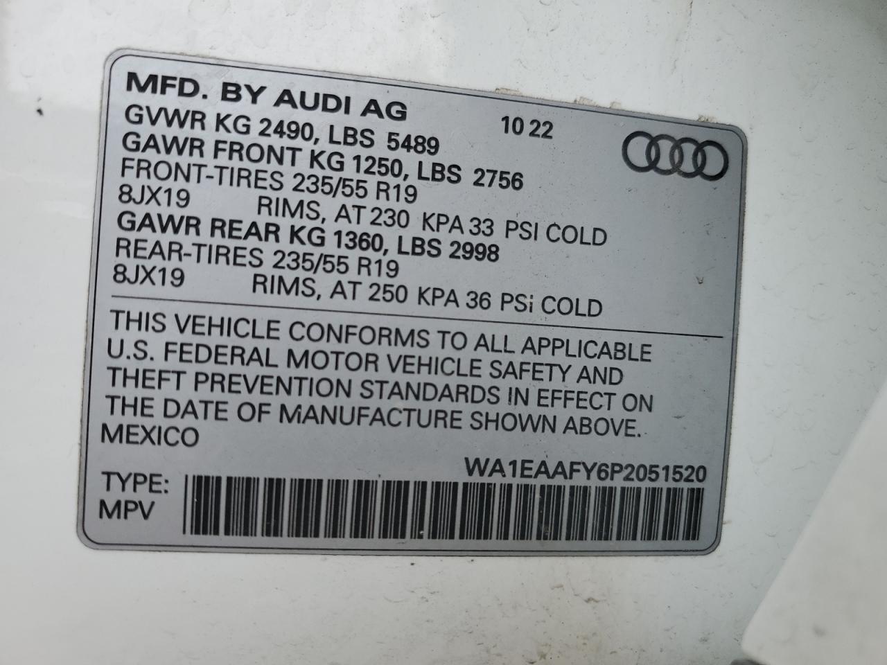 WA1EAAFY6P2051520 2023 Audi Q5 Premium Plus 45