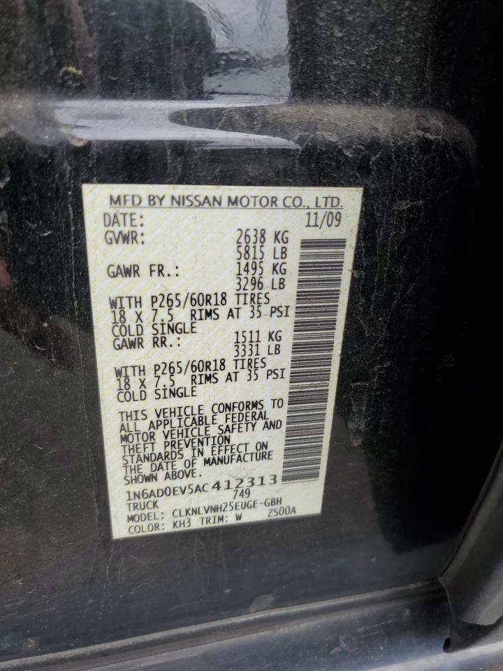 1n6ad0ev5ac412313 1N6AD0EV5AC412313 2010 Nissan Frontier Crew Cab Se