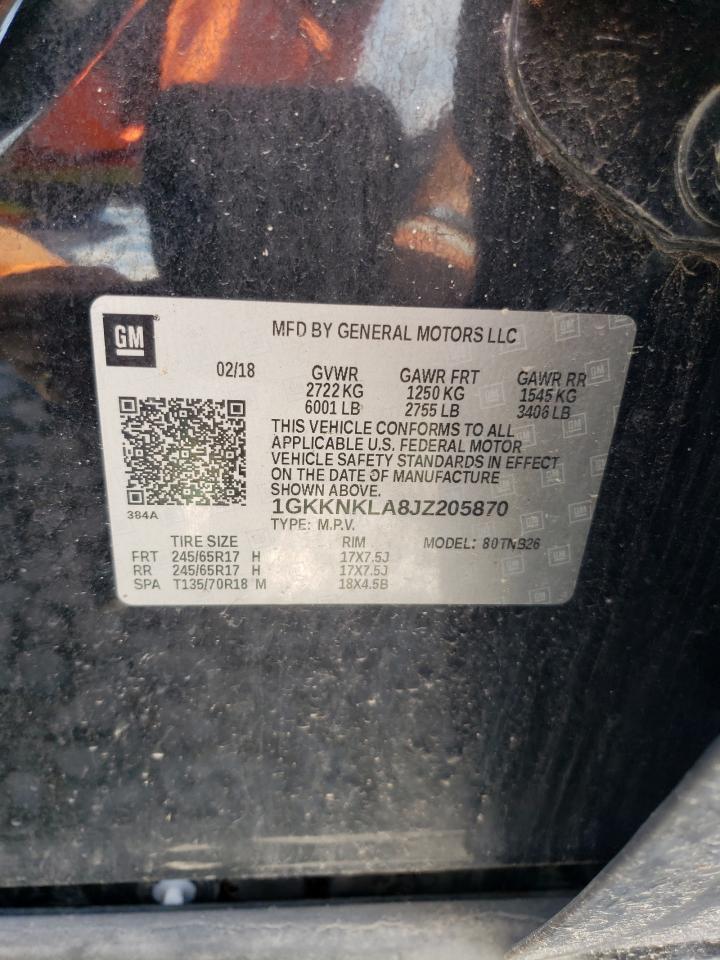 1GKKNKLA8JZ205870 2018 GMC Acadia Sle