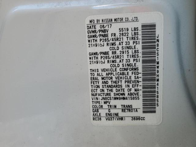 2017 Infiniti Qx70 VIN: JN8CS1MW9HM415855 Lot: 58694394