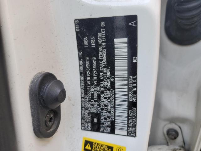 2016 Toyota Highlander Limited VIN: 5TDDKRFH0GS252657 Lot: 57138614