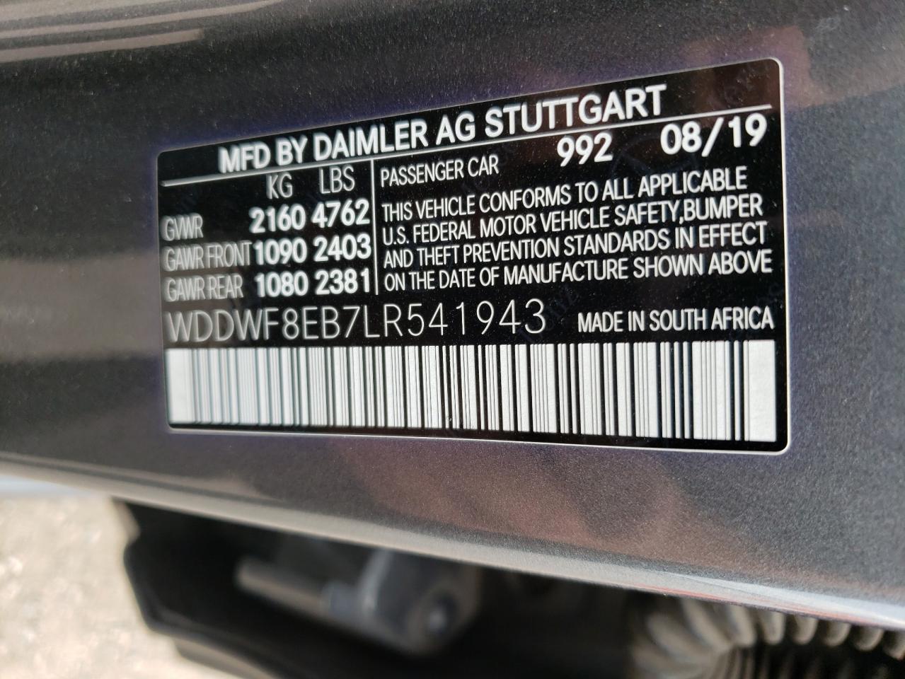 WDDWF8EB7LR541943 2020 Mercedes-Benz C 300 4Matic