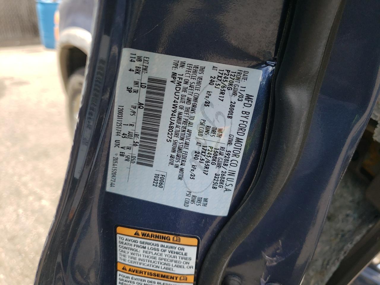 1FMDU74W94UA80275 2004 Ford Explorer Eddie Bauer