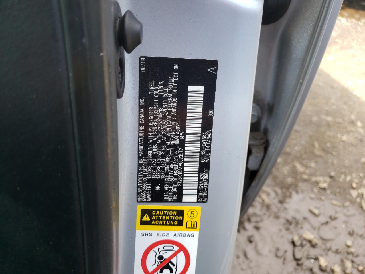 2T2BK1BA4AC023542 2010 Lexus Rx 350