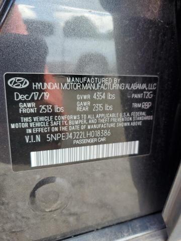 2020 Hyundai Sonata Sel Plus VIN: 5NPEJ4J22LH018386 Lot: 59658024
