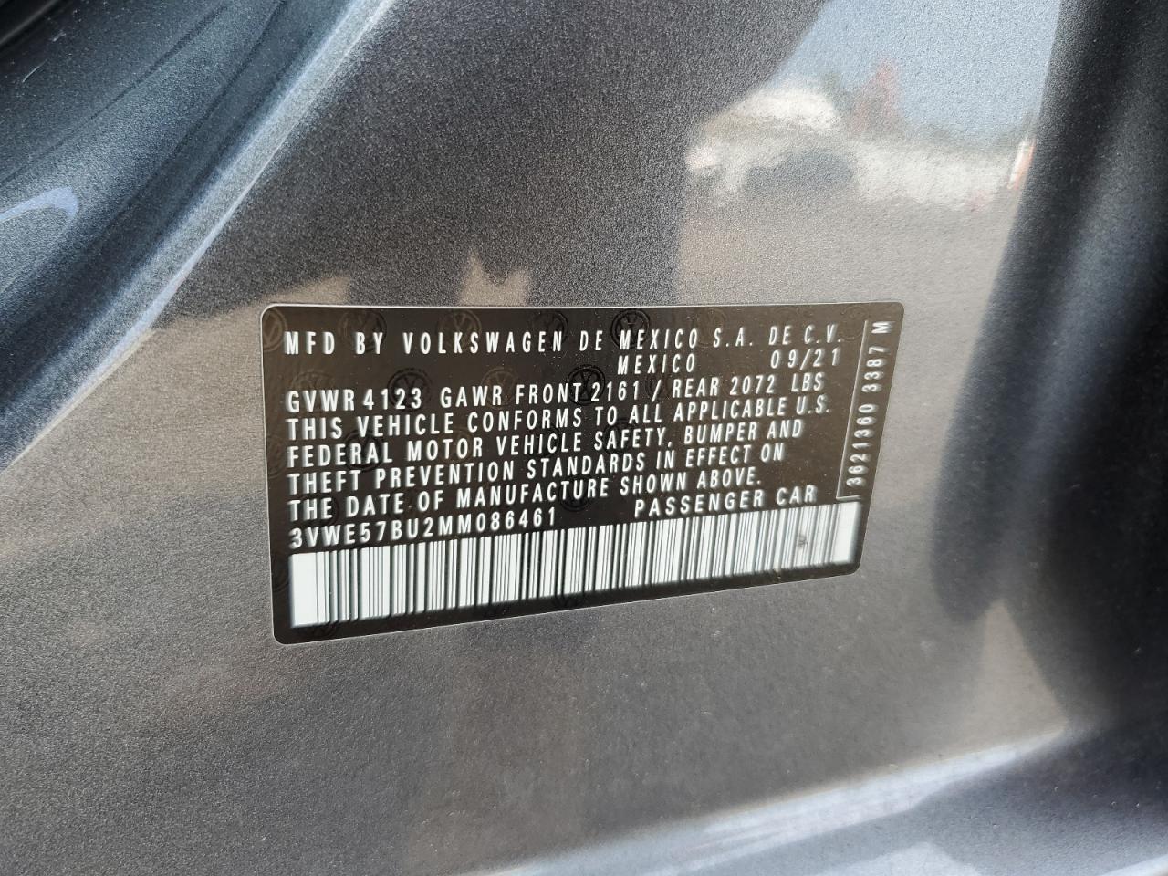 3VWE57BU2MM086461 2021 Volkswagen Jetta Sel