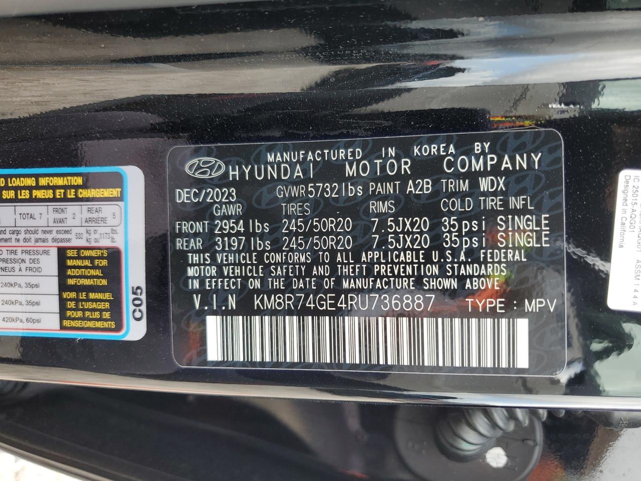 KM8R74GE4RU736887 2024 Hyundai Palisade Calligraphy