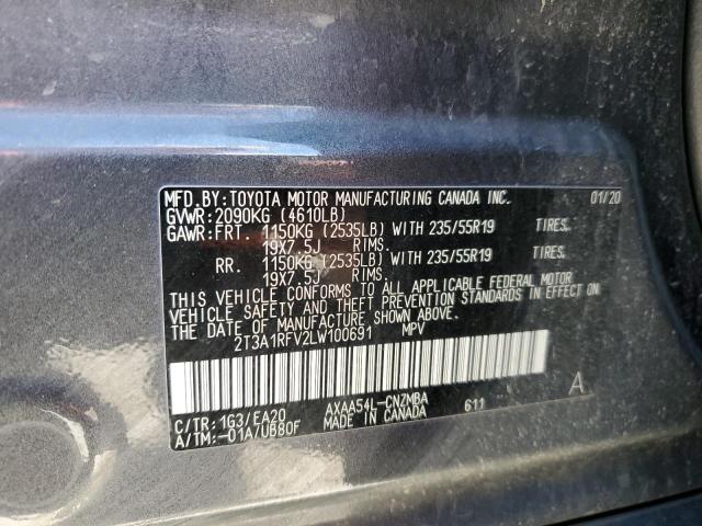 2020 Toyota Rav4 Xle Premium VIN: 2T3A1RFV2LW100691 Lot: 57711684