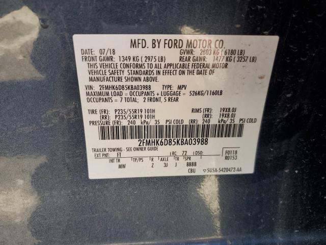 2019 Ford Flex Limited VIN: 2FMHK6D85KBA03988 Lot: 57937834